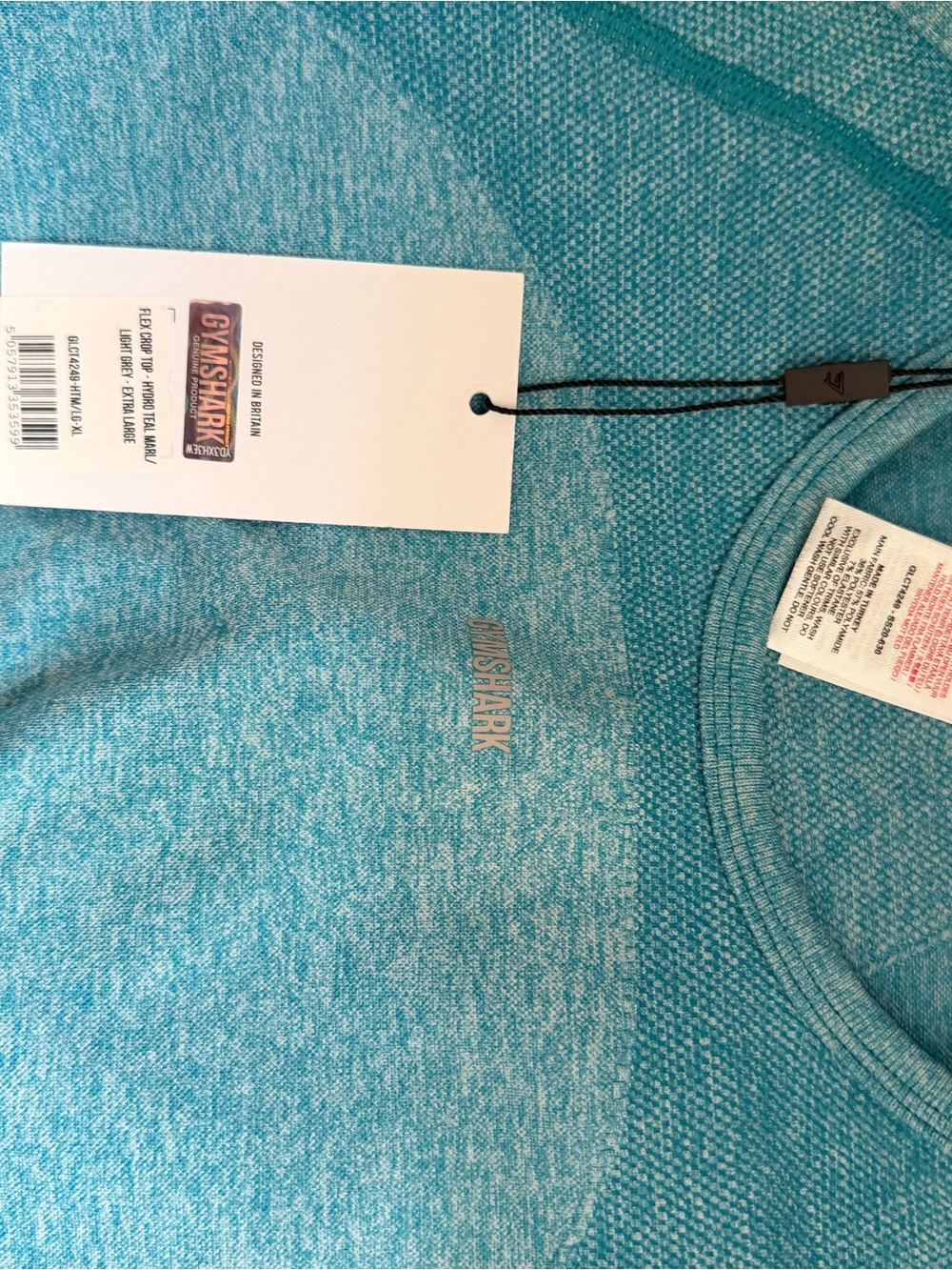 Gymshark Teal Seamless Long-Sleeve Crop Top - Picture 2 of 3